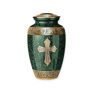 Urna Funeraria Texturizada en Color Morado Oscuro con Acento de Cruz Plateada y Bordes Grabados Ornamentados para una Memoria Tranquila - Product Image 6