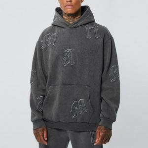 Sudadera de Hombre, Estilo Vintage, Holgada, Lavada al Ácido, Bordada, Transpirable, 100% Algodón, Hombros Caídos, para Otoño - Product Image 1