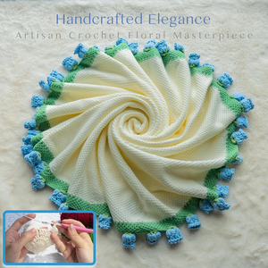 80cm Rose Circular Floral Flower <b>Blanket</b> Yarn Craftsman <b>Crochet</b> Flower <b>Blanket</b> Blue Lily of the Valley - Product Image 4
