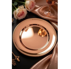 Assiette de présentation en métal argenté, élégante et raffinée, pour embellir votre table lors de mariages et de grands événements. - Product Image 6