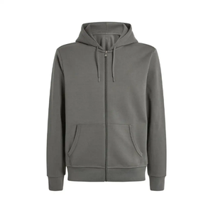 Custom <b>Dark</b> <b>Grey</b> Full Zip <b>Hoodie</b> <b>Men's</b> 400gsm Heavyweight Cotton Fleece Zipper Hoody Streetwear Manufacturer OEM ODM - Product Image 1
