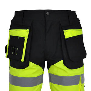 Hi Vis Safety Poliéster Algodón Hombres Verano Trabajo Chaleco Estilo Pantalones Personalizable Logo Transpirable Pantalones Cortos Reflectantes - Product Image 6