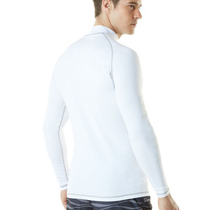 Top-Notch Quality <b>Men's</b> Adult Rash Guards Custom Logo Neck Workout Wear Solid <b>White</b> Spandex/Polyester Breathable Feature - Product Image 5