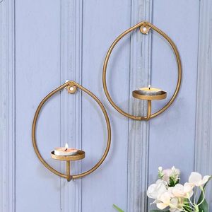 Porte-bougie en aluminium brossé doré avec breloque élégante pour accessoires de table pour les soirées de Noël - Product Image 3