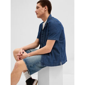 Pantalones Cortos Cargo Tácticos Estilo Vintage para Hombre, Talla Mediana, Lavado Índigo, Cintura Alta, Cierre de Botones, Desgastados, Transpirables, Estilo Urbano - Product Image 2