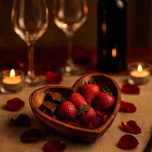 Handmade Rustic Vintage Acacia Wood Heart Bowl Wood Handicraft for Food Serving Stocked-for Parties - Product Image 1