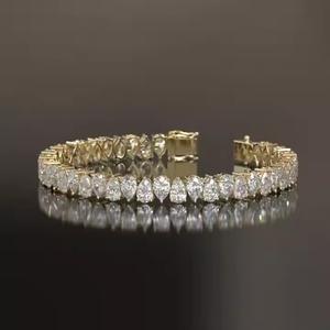 Yellow Gold Amazing Pear Cut design Moissanite <b>Bracelet</b> Diamond <b>Inspired</b> Jewelry Collection for women's - Product Image 1