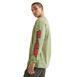 Top Trending Men Olive Green Color Personalizado Pantalla impresa Mangas completas 100% Algodón Jersey Hombres Camisetas Casuales - Product Image 3