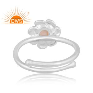 Vente chaude 925 Fine Sterling Silver Natural Pearl Set Floral Design Bague Réglable Fabricant de bijoux - Product Image 4