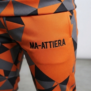 <b>Mens</b> Orange Black Geometric Hoodie Tracksuit Set Printed <b>Pullover</b> Sweatshirt Jogger Pants Sportswear Training Gym Fitness - Product Image 5