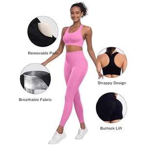 Offre Spéciale 5 pièces ensemble haut et bas Gym Fitness costume femmes entraînement vêtements de sport blanc Logo personnalisé Yoga ensemble - Product Image 6