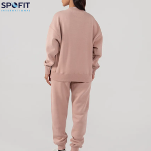 Nuevo diseño Otoño Invierno lavado ácido de punto 100% algodón polar Streetwear Oversized Loose Fit mujer cuello redondo pulóver - Product Image 5