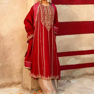 Nouveau-dernier 2024 élégant brodé Plazo Kurta robe avec dentelle bouton décorations Dabkapearl pierre travail pour les fêtes mariages - Product Image 1