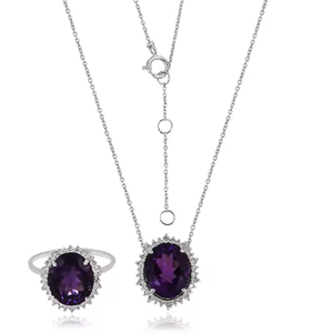 Joyería fina, diseño de lujo, popular plata esterlina 925, amatista africana, zirconia, anillo de joyería, colgante, conjuntos de collar - Product Image 1
