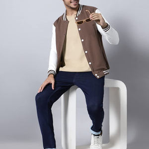 Meilleure vente hommes 100% laine hiver polaire veste haute qualité Varsity Style col montant avant décoration Letterman tissu - Product Image 3