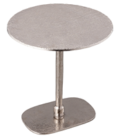 Table d'appoint industrielle en métal fini antique argenté minimaliste Table basse à base ovale modèle de moulage de meubles d'extérieur