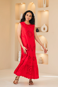 Maxi vestido de algodón 100% para mujer, patrón floral sólido, moda informal para damas, vestido largo lavable, precio razonable para otoño - Product Image 6