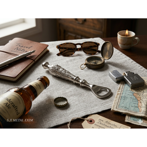 Abridor de Botellas Victoriano Ornamentado, Abridor de Vino y Cerveza de Metal con Acabado Plateado, con Logotipo Personalizable y Función Magnética - Product Image 1