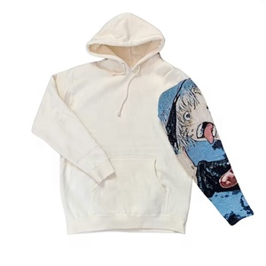 Patchwork Streetwear Woven Tapestry Sleeve Sudadera con capucha Heavyweight Pullover Hoodies - Product Image 1