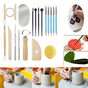 Kit Professionale di 36 Utensili <span class=keywords><strong>per</strong></span> Ceramica - Set di Scultura e Rifinitura in <span class=keywords><strong>Legno</strong></span> con <span class=keywords><strong>Coltelli</strong></span> a Filo Piatto <span class=keywords><strong>per</strong></span> Modellare l'Argilla - Product Image 5