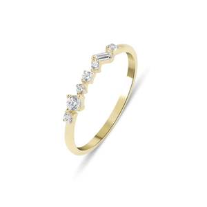 Cubic Zircon Stone Minimalist Band Solid 925 Sterling Silver <b>Gold</b> <b>Filled</b> Women Girl Wedding Engagement Ring Fine Silver <b>Jewelry</b> - Product Image 1