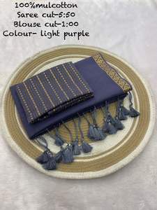 Dhwaja Export 100%纯棉传统风格金色编织边框纱丽女式婚礼/派对/排灯节场合速干 - Product Image 2