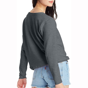 Sweat-shirt col rond en molleton polyester/coton 2026, anti-transpiration, écologique, coupe oversize, épaules tombantes, hiver, décontracté, logo frontal, doublé - Product Image 3