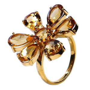 Bague Citrine plaquée or en argent sterling 925 - Product Image 1