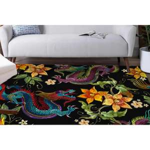 Tapis imprimé dragon, design japonais, floral, art moderne, cadeau, tapis d'appoint, salle de bain, chenille, salle à manger, décoration intérieure, tapis fin non tissé - Product Image 3