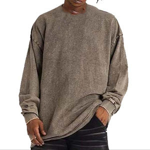 Sweat-shirt à capuche pour homme, vintage, lourd, 100% coton, délavé à l'acide, brodé, vintage, délavé, surdimensionné, basiques - Product Image 3
