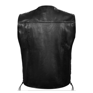 Gilet de mode personnalisé pour hommes au prix de gros Gilet en cuir d'hiver pour hommes avec fonction coupe-vent Design ODM Gilet de motard de qualité supérieure - Product Image 6