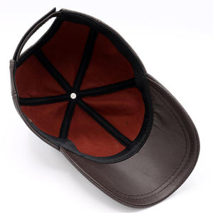 Gorras de béisbol de cuero genuino marrón chocolate para hombres con bordado 3D atemporal ajuste ajustable y estilo elegante al aire libre - Product Image 6