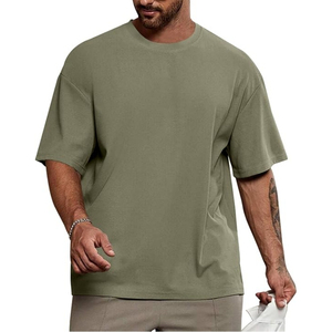 T-shirt homme streetwear à manches courtes, coupe classique, 180 grammes, 100% coton, tricot uni, anti-plis, devant uni - Product Image 3