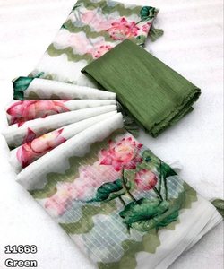 Saree de travail de séquence d'impression numérique georgette attrayante avec blouse non cousue vêtements décontractés prix de gros vêtements ethniques - Product Image 1