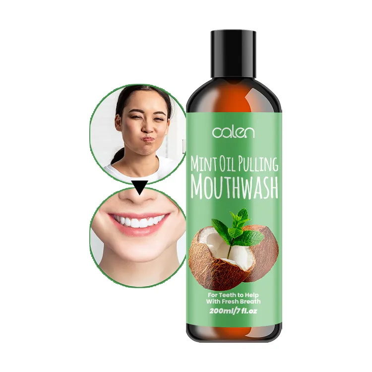 Oalen Customs Logo 200ML Blanqueamiento de dientes Soporte Encías saludables Tirando de aceite Enjuague bucal para el cuidado bucal