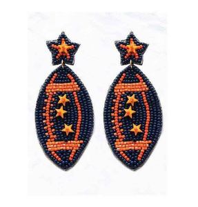 Boucles d'oreilles en perles de football rouge vif pour le jour du match, nouvelle broderie, tendance pour les événements du Super Bowl des mamans de football universitaire - Product Image 1