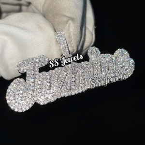 จี้เพชรโมอิสชื่อที่กำหนดเอง925จี้เงินสไตล์ฮิปฮอปของขวัญวันเกิดที่สมบูรณ์แบบสร้อยคอผ่านผู้ทดสอบ - Product Image 1