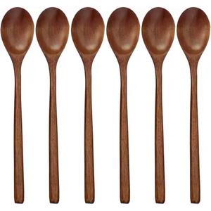 Cuchara mezcladora de madera de mango largo personalizada, cucharas de sopa de madera largas para cocinar y revolver disponibles a bajo precio - Product Image 6