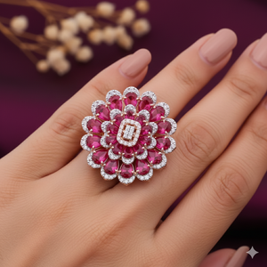 Bague en argent 925 avec diamant moissanite et pierre rose - Product Image 2