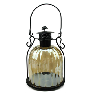 Orange Glass Ribbed Candle <b>Lantern</b> - Product Image 6