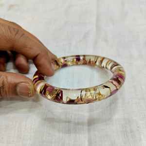 Brazaletes de Resina de Joyería de Moda, Brazaletes de Resina Hechos a Mano en Capas con Brillo Multicolor Verde, Negro, Blanco, Naranja, Marrón y Amapola - Product Image 3