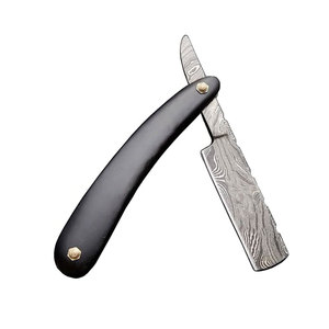 Maquinilla de afeitar de peluquero de borde recto Damasco profesional, maquinilla de afeitar de seguridad de un solo Borde de calidad de salón, mango de madera, afeitado desechable para hombres - Product Image 5