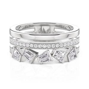 Jeulia Vintage Gold Plated Cluster <b>Ring</b> for Children Irregular Trapezoid Stainless Steel Inlay - Product Image 2