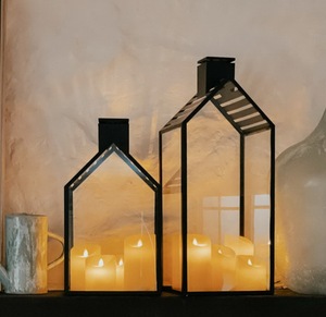 Modern <b>Black</b> Iron Lantern Nice Design <b>Candle</b> <b>Pillar</b> <b>Holder</b> for Christmas Decoration Hot Selling Lanterns by Axiom Home Accents - Product Image 2
