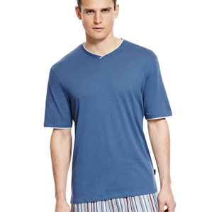 T-shirt ajusté fabriqué en coton bras serré blanc 100% coton hommes s sport décontracté contraste garniture t-shirts - Product Image 5