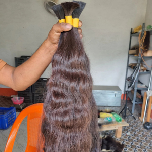 Cabello Remy natural negro suave y sedoso, cabello lacio indio a granel, cabello humano de un solo donante, cabello lacio a granel - Product Image 6