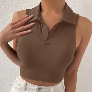 ชุดเดรสลำลองสีพื้นทรงสลิมฟิตเสื้อครอปสำหรับผู้หญิงเสื้อยืดครอปสวมใส่ลำลองสำหรับออกกำลังกายฟิตเนส - Product Image 6