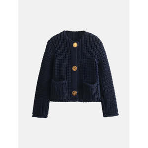 Cardigan Casual con Bottoni e Maniche Lunghe con Stampa Ricamata per la Stagione Autunnale - Product Image 5