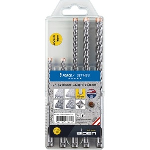 ALPEN Force X 5-Piece SDS-Plus Hammer <b>Drill</b> <b>Bit</b> Set for Masonry & Concrete in Plastic <b>Box</b> - Product Image 1