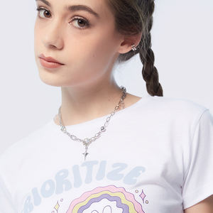 Nueva Camiseta Corta Sexy de Moda para Mujer, Talla Grande, Camiseta Lisa con Estampado Vintage para Mujer - Product Image 4